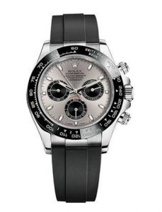 The luxury fake Rolex Cosmograph Daytona 116519LN watches are made from white gold.