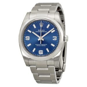 The 34 mm replica Rolex Oyster Perpetual 34 114200 watches have blue dials.