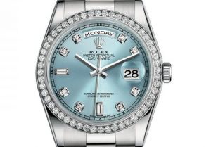 The 36 mm replica Rolex Day-Date 36 118346 watches have ice blue dials.