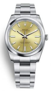 The water resistant fake Oyster Perpetual 34 114200 watches are made from Oystersteel.