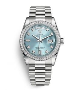 The luxury copy Rolex Day-Date 36 118346 watches are made from platinum.