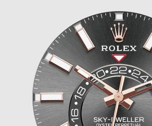 The 42 mm replica Rolex Sky-Dweller 326935 watches have grey dials.