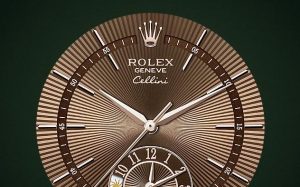 The 39 mm copy Rolex Cellini Dual Time 50525 watches have brown dials.