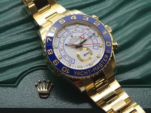 The gold replica Rolex Yacht-Master II 116688 watches have white dials.